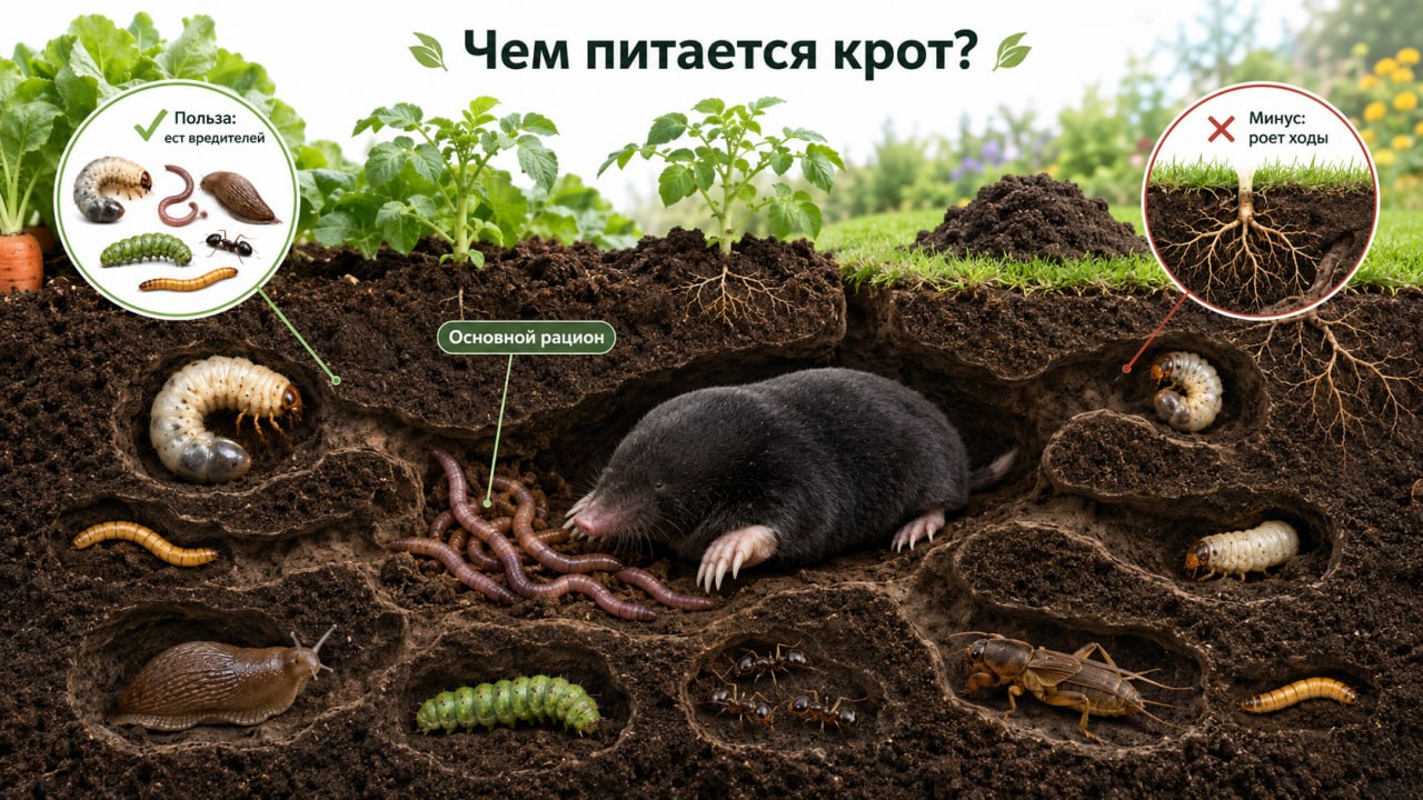 Чем питаются кроты на огородах